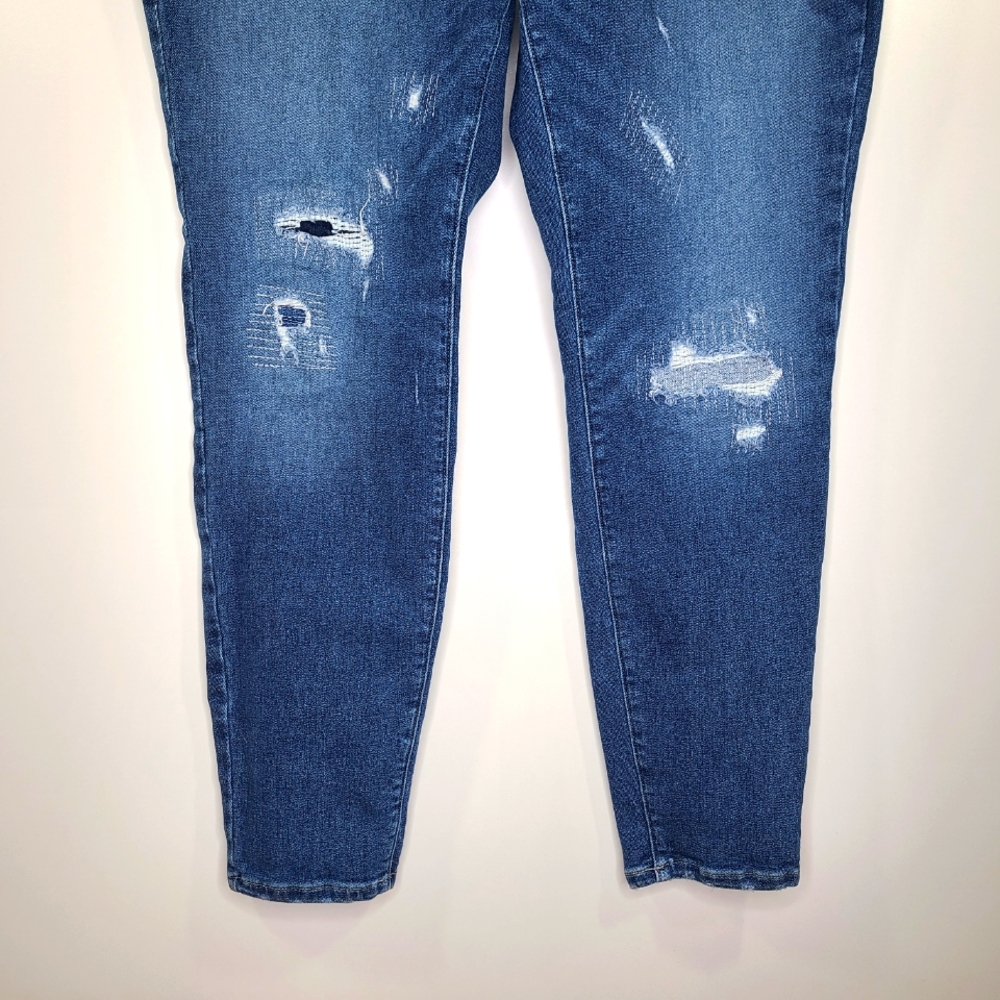 Lane Bryant Plus Size Mid Rise Distressed Skinny Jeans - Picture 4 of 10